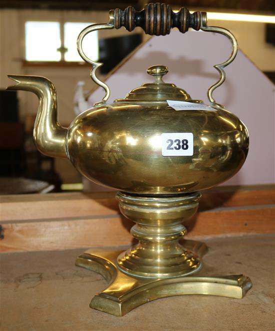 Brass kettle on stand